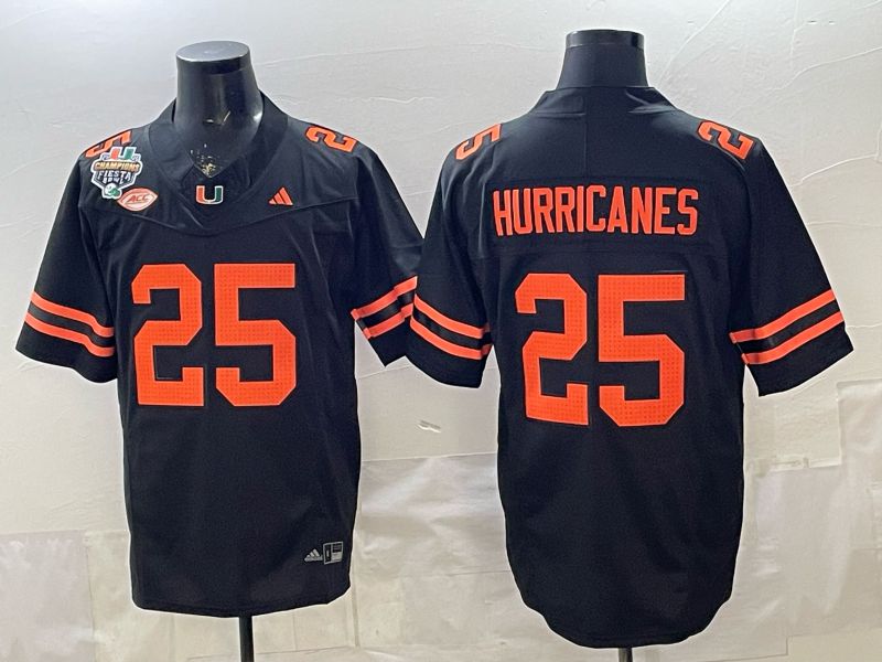 Men 2026 Miami Hurricanes #25 Hurricanes Black 3th generations Limited NCAA Jersey 08->ncaa teams->NCAA Jersey